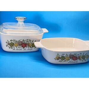 Corning Ware Spice of Life A-1-B A-1½-B Set 1Qt 1.5Qt w PYREX Lid Fits Both USA